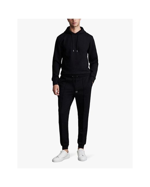 Reiss Black Premier Regular-Fit Mid-Rise Stretch-Jersey Jogging Bottoms for men