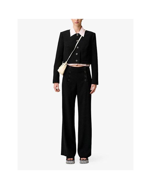 Claudie Pierlot Black Sailor High-Rise Woven Trousers
