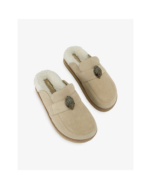 Kurt Geiger Natural Eagle Suede Clogs
