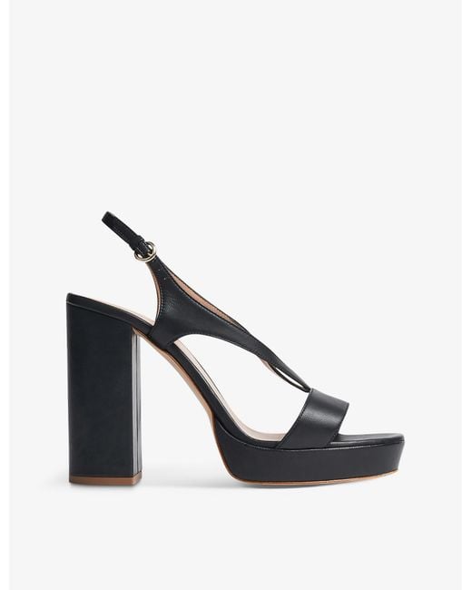 LK Bennett Gigi Platform Leather Heeled Sandals in Black | Lyst UK