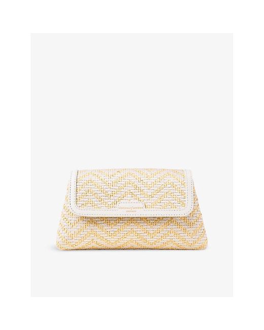 Aspinal Natural Evening Raffia And Leather Clutch