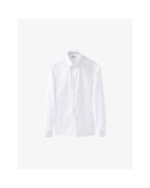 Eton of Sweden White Signature Super Slim-Fit Cotton-Twill Shirt for men