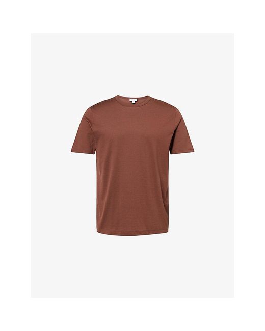Sunspel Brown Classic Short-Sleeve Cotton T-Shirt for men