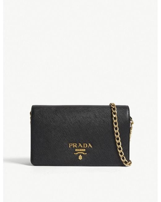 Prada Womens Black Core Saffiano Leather Wallet-on-chain Wallet | Lyst  Canada