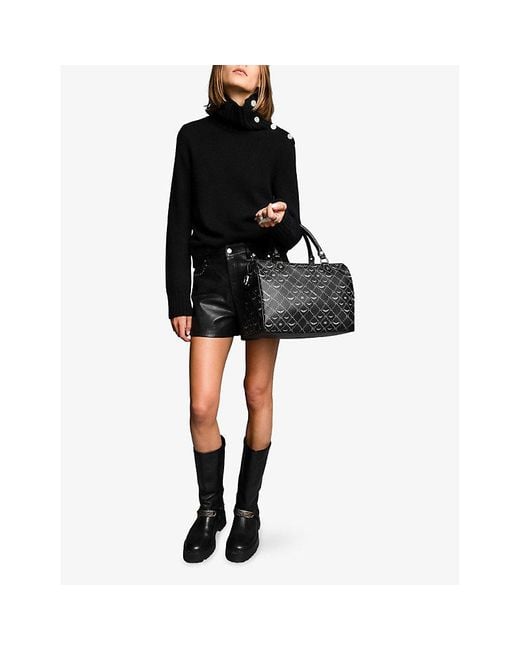 Zadig & Voltaire Black Sunny Vibe Medium Monogram Faux-Leather Shoulder Bag