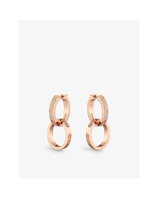 Cartier Pink Love 18ct Rose-gold And 0.13ct Diamond Hoop Earrings