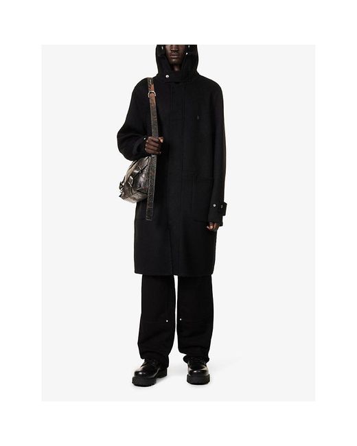 Givenchy Black Double-faced High-neck Wool And Cashmere-blend Hooded Coat for men
