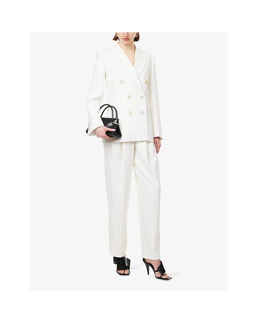 Givenchy White Peak-Lapel Double-Breasted Wool-Blend Jacket