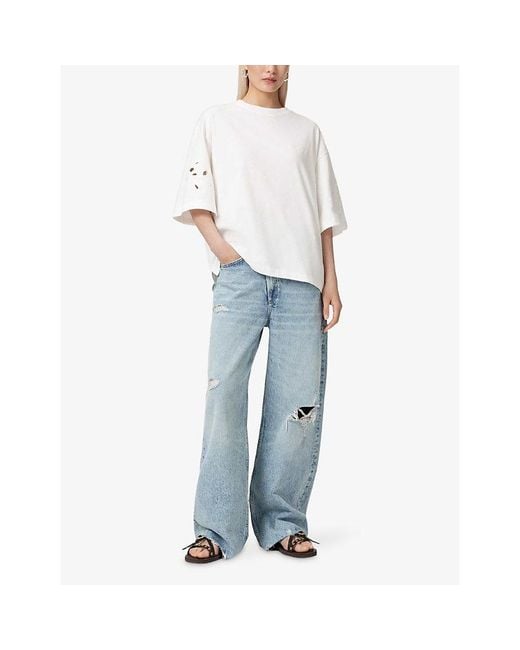 AllSaints White Lola Embroidered Cotton-Jersey T-Shirt