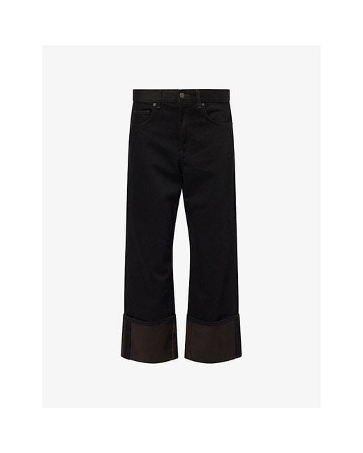 ME+EM Black Authentic Turn-Up Straight-Leg Denim Jeans
