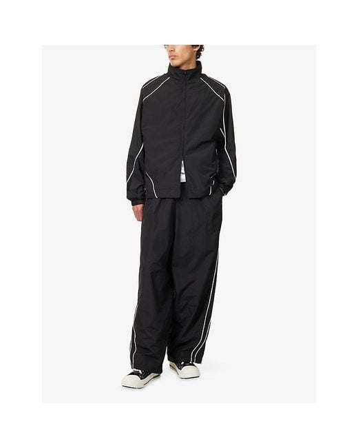 Jaded London Blue Micro Fibre Contrast-Piping Shell Track Jacket for men