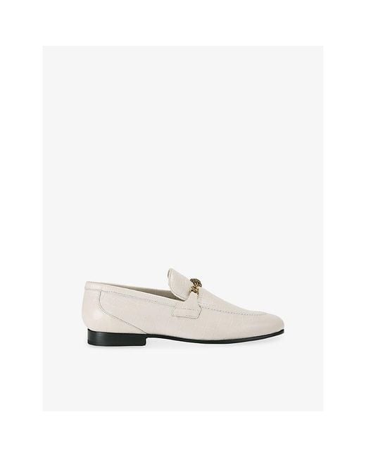 Kurt Geiger White Alton Croc-Embossed Leather Loafers for men