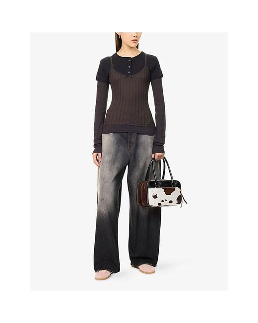 Acne Gray 2023 Trafalgar Wide-Leg Denim Jeans