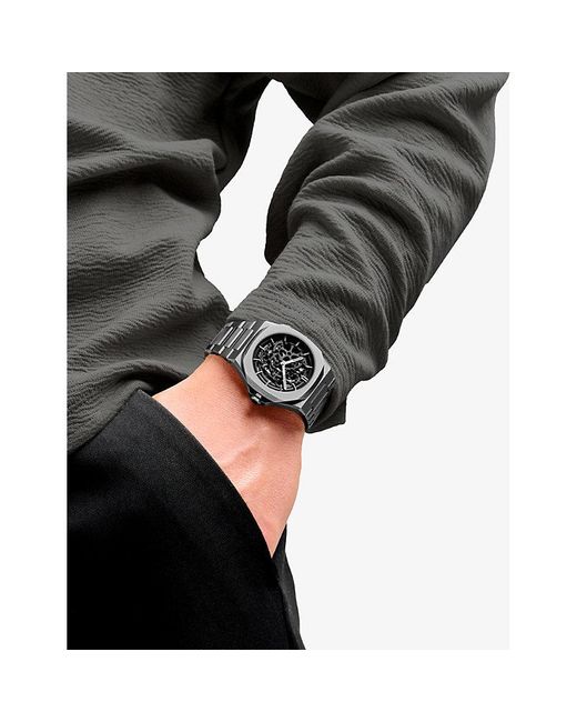 D1 Milano Black Skeleton Bracelet 41.5Mm Stainless Steel Mechanical Watch