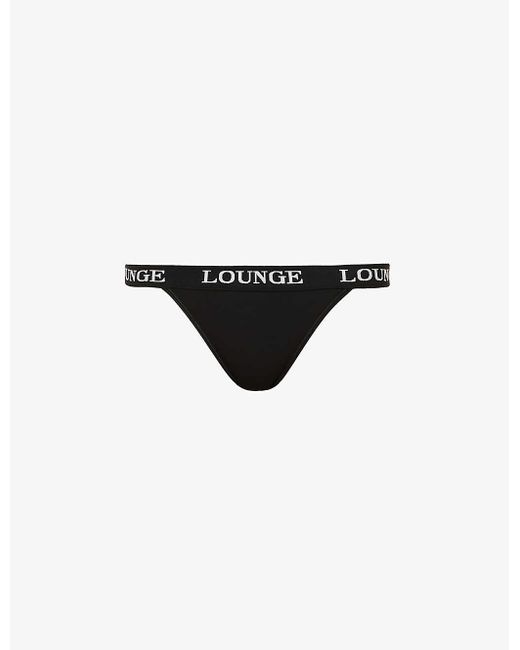 Lounge Underwear Black Bamboo Triangle Branded-waistband Stretch-jersey Thong