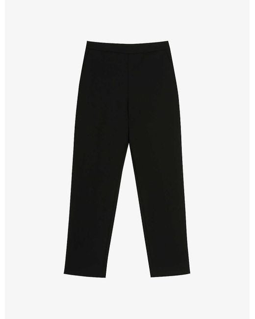 Ted Baker Black Devana Tapered-leg High-rise Cropped Stretch-woven Trousers