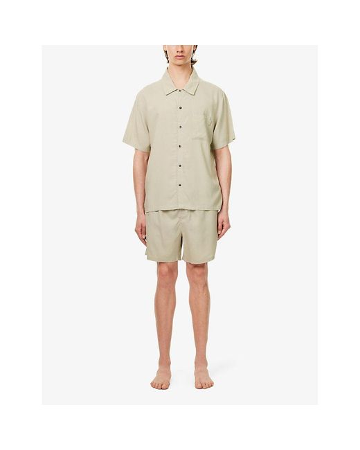 Calvin Klein Natural Short-sleeved Regular-fit Woven Pyjamas X for men