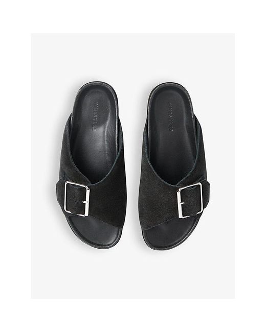 Whistles Black Ellery Buckle-embellished Flat Leather Slides
