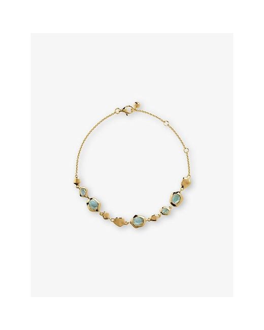 Monica Vinader Metallic Odyssey Pebbled 18Ct- Vermeil And Aquamarine Chain Bracelet