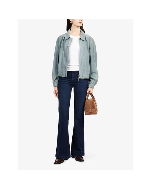 PAIGE Blue Genevieve 32' Flared-Leg Mid-Rise Stretch-Denim Jeans