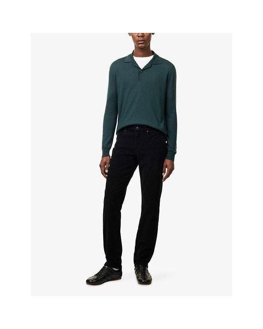 The Row Blue Selio Long-Sleeve Knitted Cashmere Polo Top for men