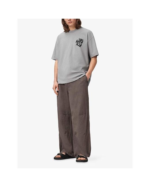 AllSaints Gray Orlando Crewneck Cotton T-Shirt for men