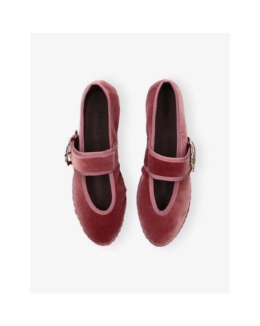 Flabelus Red Sophie Velvet Ballet Flats