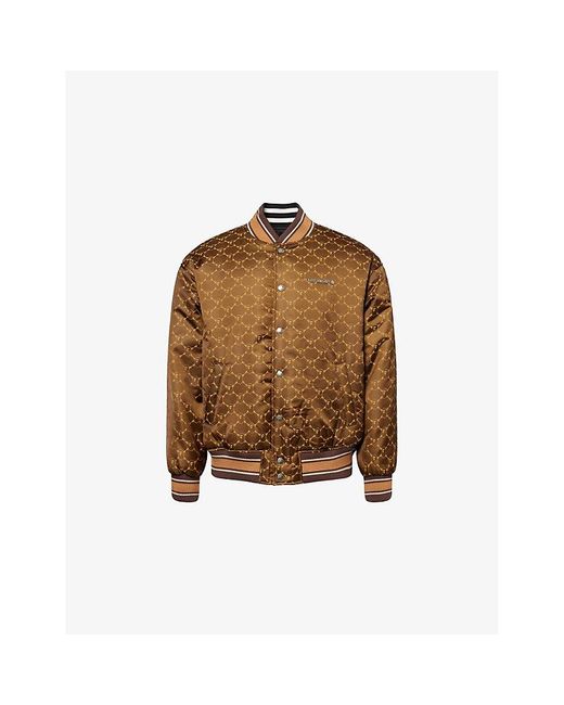 A Bathing Ape Brown Logo-Print Nylon Bomber Jacket for men