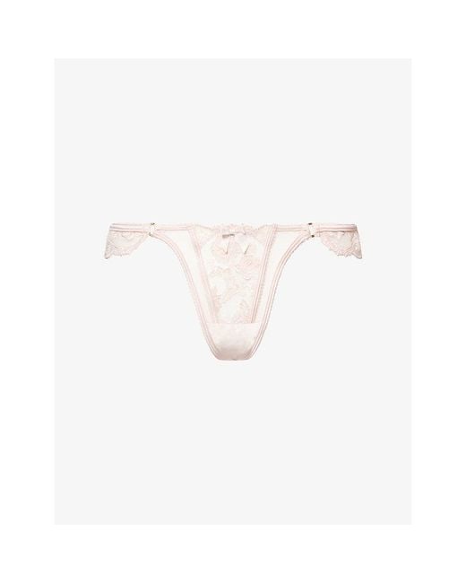 Lounge Underwear White Tease Lace Thong