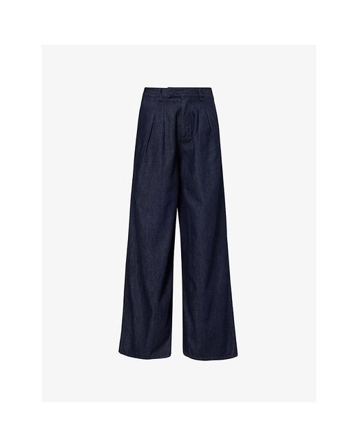 Frankie Shop Blue Nolan Wide-leg High-rise Denim Trousers