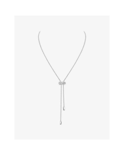 Messika Metallic Moderniste Pave Tie 18Ct And 0.10Ct Diamond Necklace