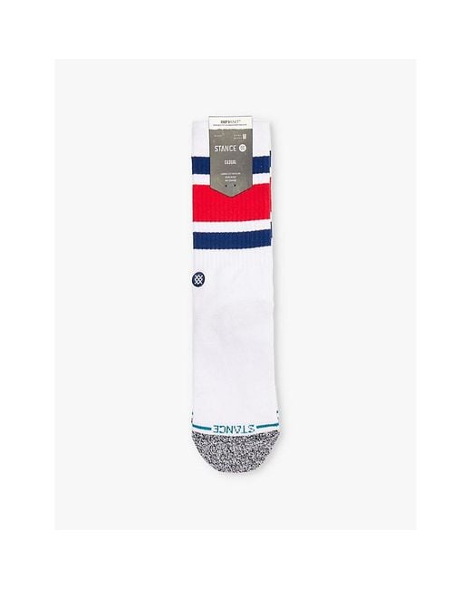 Stance White Boyd Logo-Embroidered Crew-Length Cotton-Blend Crew Socks for men