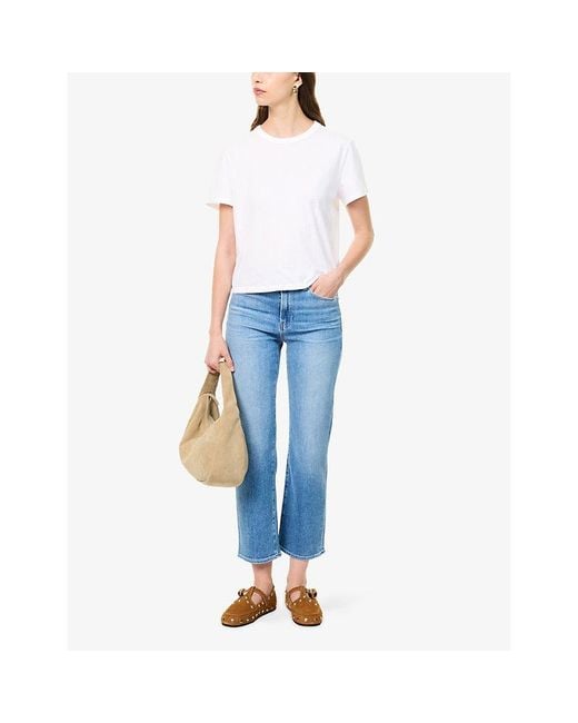 PAIGE White Rhodes Cropped Cotton T-Shirt