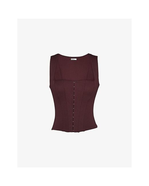 House Of Cb Purple The Balconette Stretch-Jersey Corset Top Xs (A-C Cup)