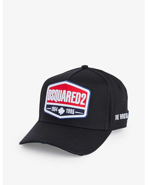 DSquared² Black Brand-embroidered Curved-visor Cotton Cap for men