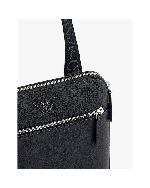 Emporio Armani Flat Fauxleather Crossbody Bag in Black for Men Lyst