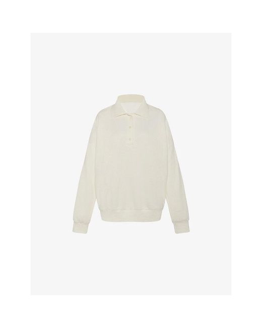 The Row White Corzas Relaxed Polo Cotton-Jersey Sweatshirt