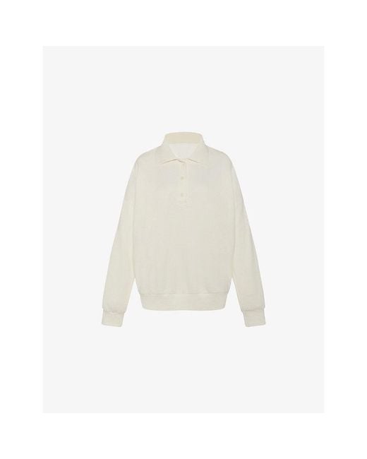 The Row White Corzas Relaxed Polo Cotton-Jersey Sweatshirt