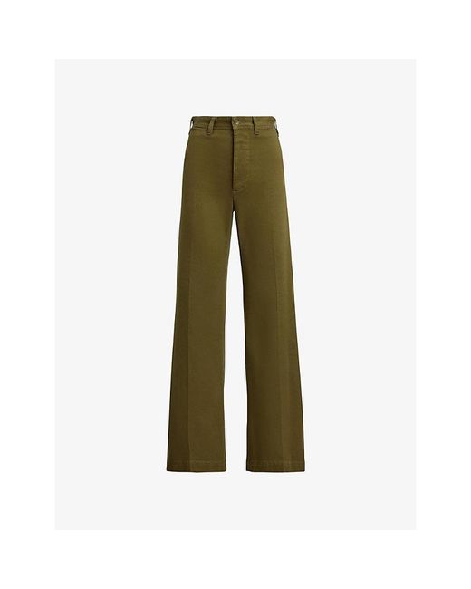 Polo Ralph Lauren Green Flared High-Rise Stretch-Cotton Trousers