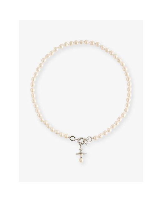 Vivienne Westwood White Aleksa Platinum-Plated Brass And Faux-Pearl Necklace