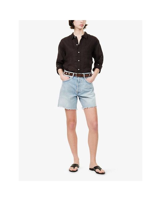 Citizens of Humanity Brown Kayla Shrunken Linen Shirt