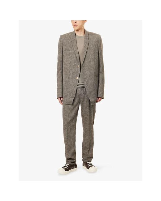 Rick Owens Brown Concordian Peak-Lapel Wool Blazer for men