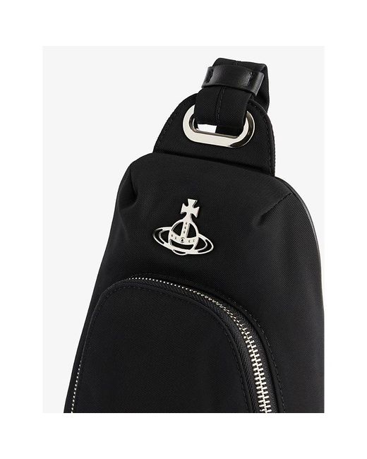 Vivienne Westwood Black Sling Logo-plaque Recycled-nylon Cross-body Bag for men