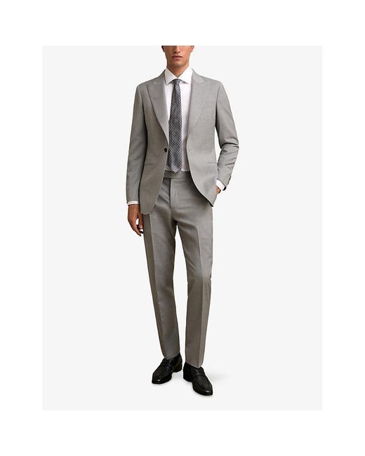 Reiss Gray Inspired Single-Breasted Wool Blazer for men