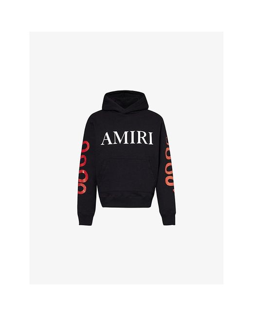 Amiri Black Snake Kangaroo-Pocket Relaxed-Fit Cotton-Jersey Hoody for men