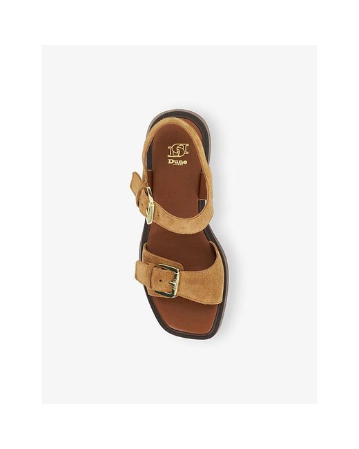 Dune Luno Double-Strap Flatform Suede Sandals in Brown Lyst UK