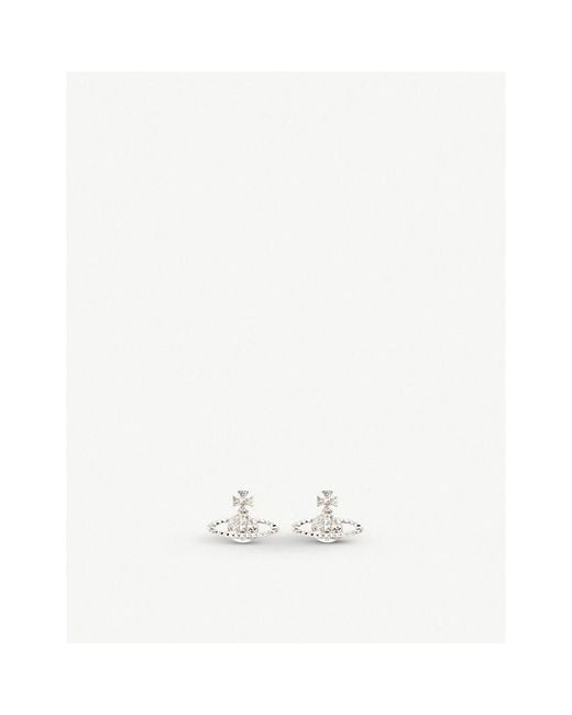 Vivienne Westwood White Ladies Crystal And Rhodium Silver Orb Design Mayfair Bas Relief Earrings