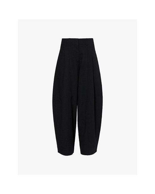 ME+EM Black Tailored Barrel-Leg Woven Trousers