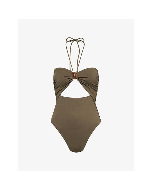 4th & Reckless Green Annie Gem Cut-Out Swimsuit