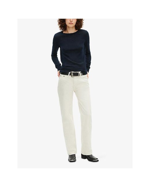The Kooples Blue Round-Neck Wool Knitted Jumper